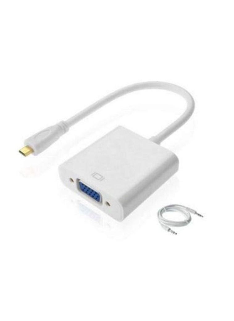 ماركة غير محددة - محول ميكرو اتش دي ام اي إلى VGA مع كابل 3.5 منفذ صوت أو كمبيوتر و لابتوب و شاشة أبيض - Image 1