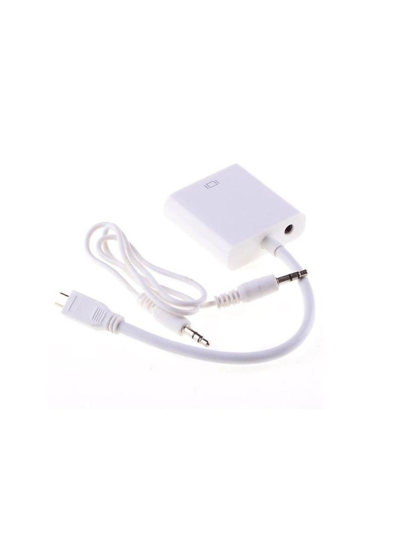 ماركة غير محددة - محول ميكرو اتش دي ام اي إلى VGA مع كابل 3.5 منفذ صوت أو كمبيوتر و لابتوب و شاشة أبيض - Image 1