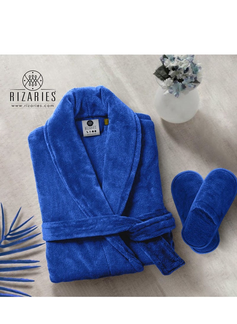 RIZARIES Luxury Couple Bathroom Set - 2 Bathrobes with Slippers and 2 Towel Sets - Unisex - Image 2