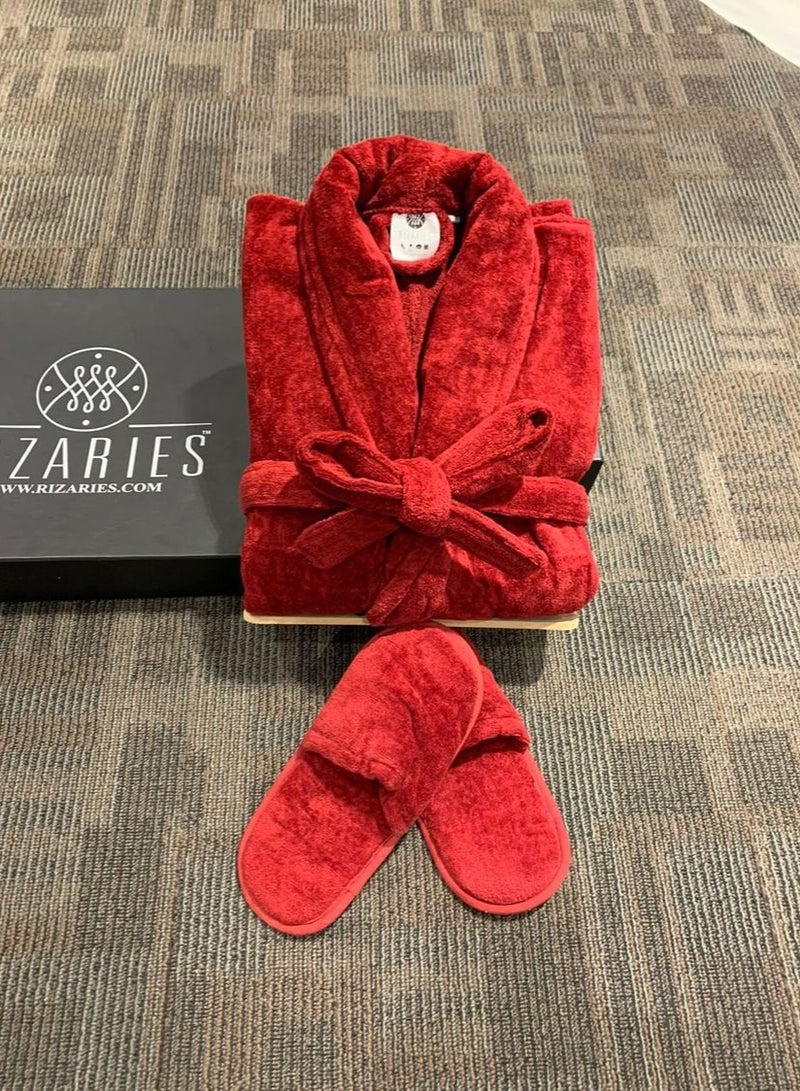 RIZARIES Luxury Couple Bathroom Set - 2 Bathrobes with Slippers and 2 Towel Sets - Unisex - Image 3