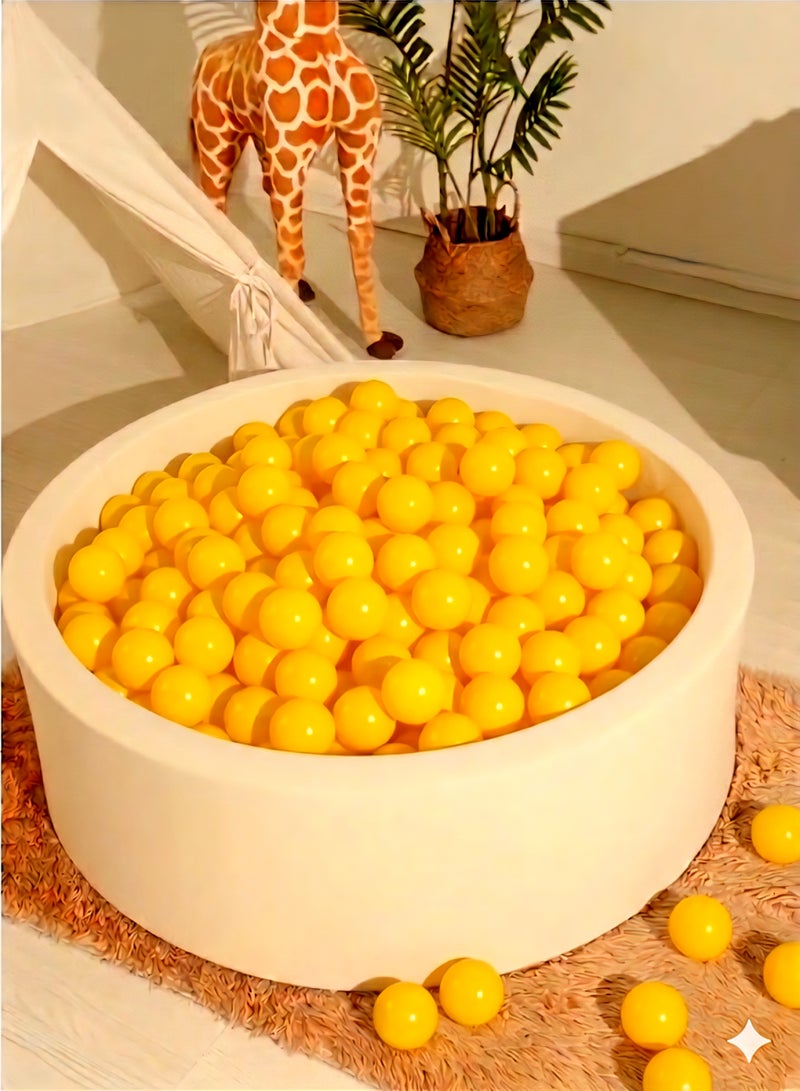 SKY-TOUCH Premium Soft Plastic Pit Balls for Kids (100+ Pcs) – Vibrant YELLOW Playpen Balls for Ball Pits, Bounce Houses, and Kiddie Pools – Non-Toxic, Crush-Proof & BPA-Free Toddler Toys – Includes Mesh Storage Bag - Image 2