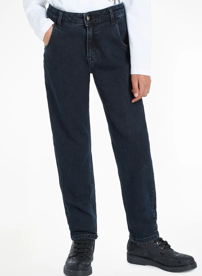 Calvin Klein Jeans Kids Mid Wash Straight Fit Jeans