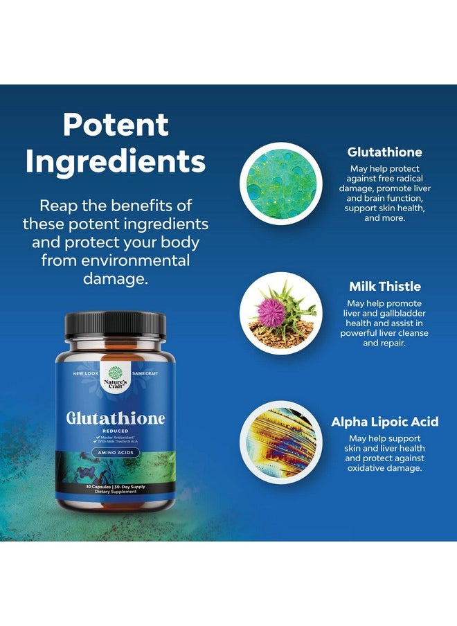 Natural Vore - Pure Glutathione Supplement With Glutamic Acid L Glutathione Pills With Silymarin Milk Thistle Extract Ala And Amino Acid Complex For Liver Support Potent Skin Care Immunity And Brain Health - Image 1