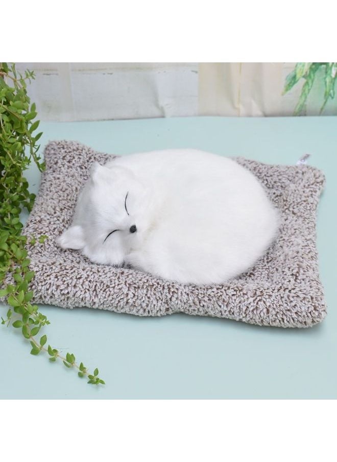 Simulation Cat Ornaments Will Be Called Bamboo Charcoal Activated Carbon Will Be Called Kitten Model Plush Toy Doll Doll Puppet Cat-Colour:Sleeping Posture Big Bamboo Charcoal White Fox Does Not Bark  - Image 1