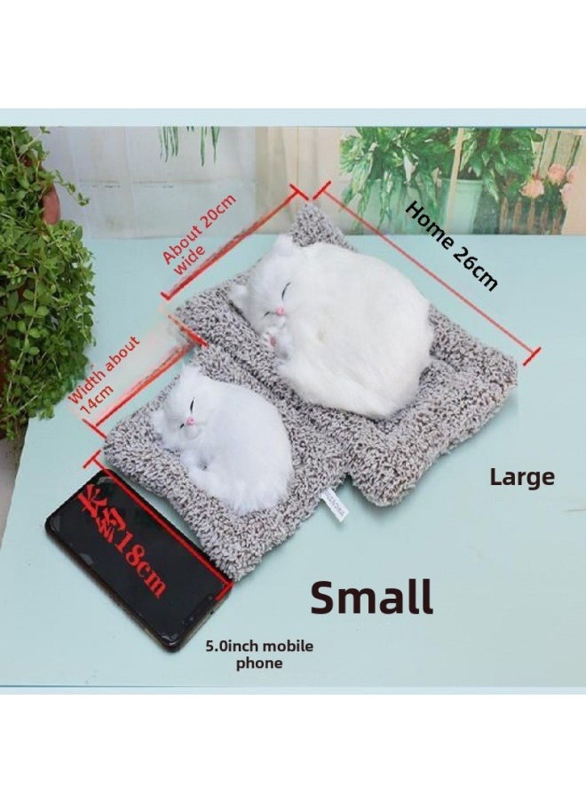 Simulation Cat Ornaments Will Be Called Bamboo Charcoal Activated Carbon Will Be Called Kitten Model Plush Toy Doll Doll Puppet Cat-Colour:Sleeping Posture Big Bamboo Charcoal White Fox Does Not Bark  - Image 4