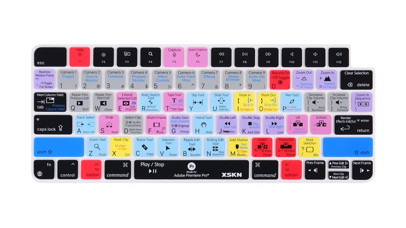 XSKN Shortcut and Language seriers Silicone Keyboard Cover Skin for 2021 New M1 Chip iMac Magic Keyboard with Touch ID A2449 with Lock Key A2450 Without Numeric keypad (US Version Premiere Pro),K-381 - Image 1