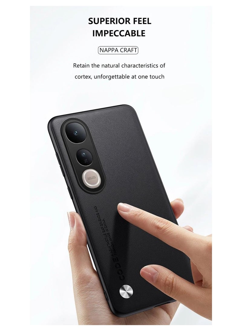 general Case Compatible Vivo V50 Lite 4G/5G, Vegan Leather Skin Friendly Case Matte Bumper Pad Soft Silicone Edge Shockproof Case For Vivo V50 Lite - Image 2