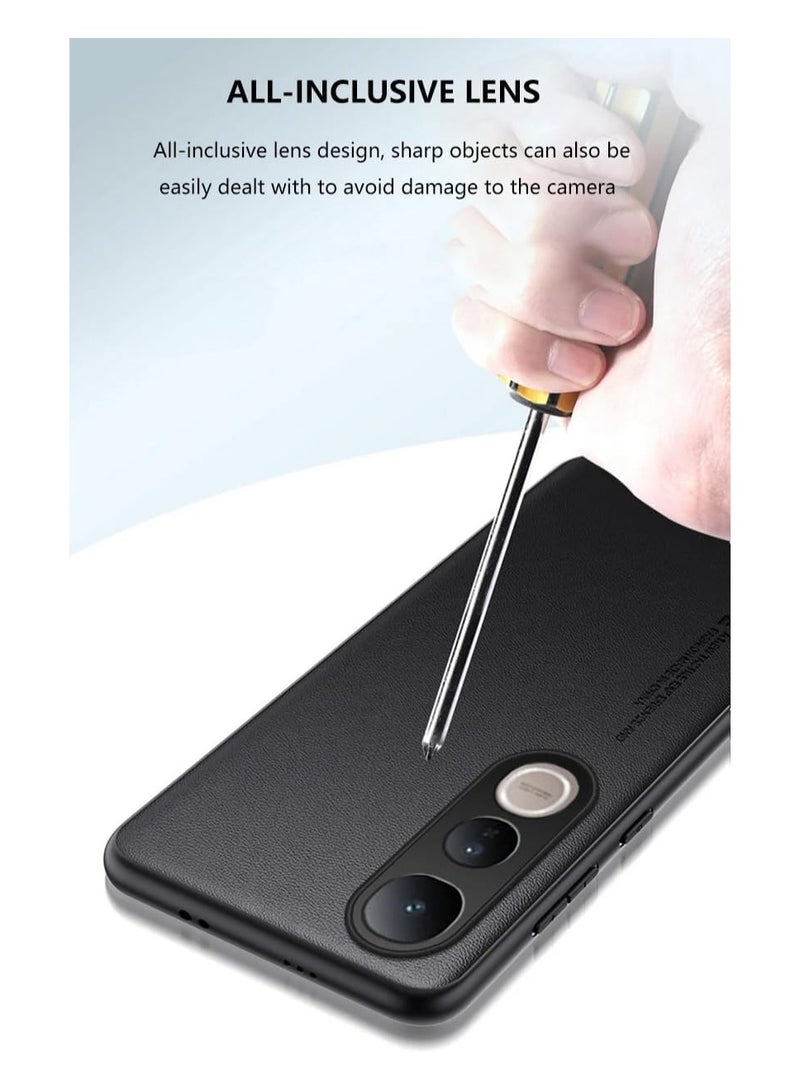 general Case Compatible Vivo V50 Lite 4G/5G, Vegan Leather Skin Friendly Case Matte Bumper Pad Soft Silicone Edge Shockproof Case For Vivo V50 Lite - Image 3