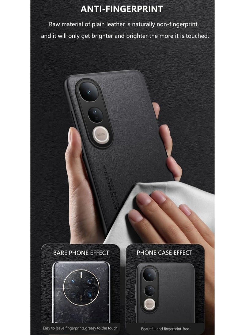 general Case Compatible Vivo V50 Lite 4G/5G, Vegan Leather Skin Friendly Case Matte Bumper Pad Soft Silicone Edge Shockproof Case For Vivo V50 Lite - Image 4