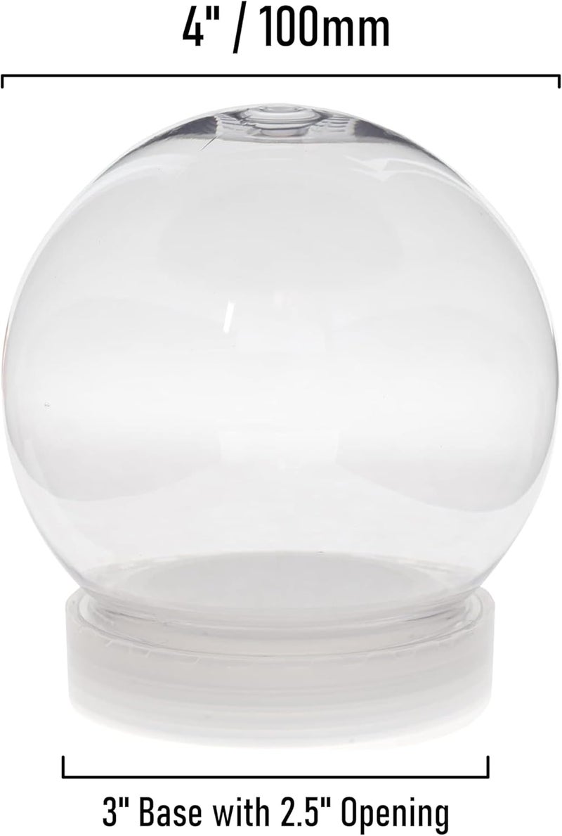 Creative Hobbies عبوة من 6 (100 مم) كرات ثلجية مائية 4 بوصة - بلاستيك شفاف مع غطاء قابل للفك | مثالي للحرف اليدوية والتخصيص - Image 4