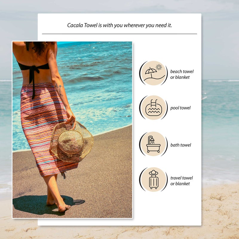 Cacala Pestemal Turkish Beach Towel Highly Absorbent Quick and Easy Dry Soft and Comfortable for Bath, Spa, Pool, Gym and Yoga 100% Cotton 37 x 70 - Image 3