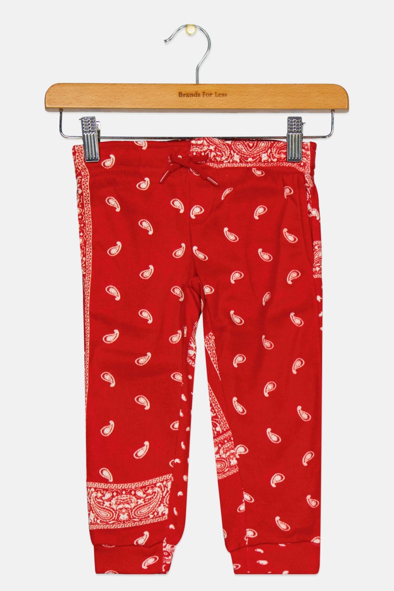 brooklyn Toddlers Boy Paisley Print Sweatpants, Red  - Image 1