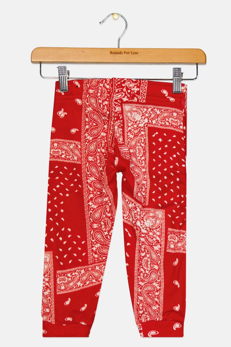 brooklyn Toddlers Boy Paisley Print Sweatpants, Red  - Image 2