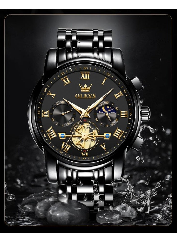 OLEVS Men's Watch Authentic Fashion Multifunction Luxury Stainless Steel Waterproof Luminous Quartz Watch - Image 5