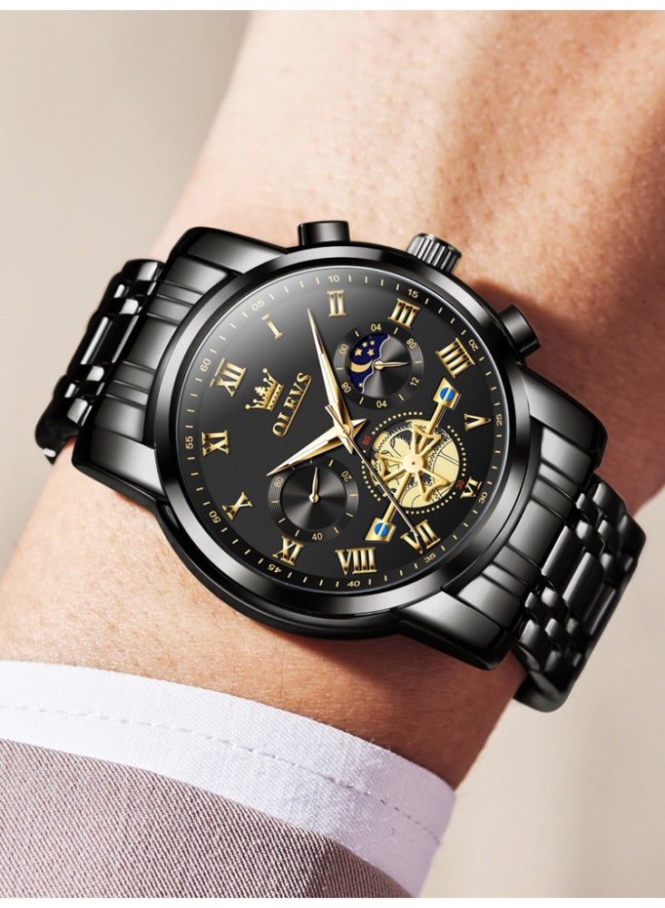 OLEVS Men's Watch Authentic Fashion Multifunction Luxury Stainless Steel Waterproof Luminous Quartz Watch - Image 2