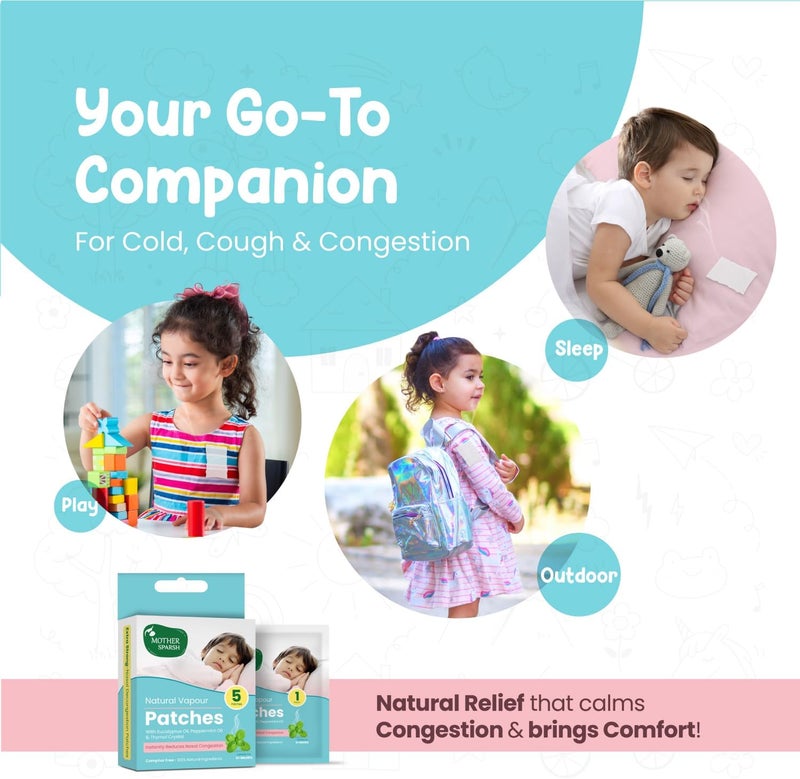 Mother Sparsh Natural Vapour Patches for Kids - Eucalyptus & Peppermint Oil (Pack of 5) - Image 5