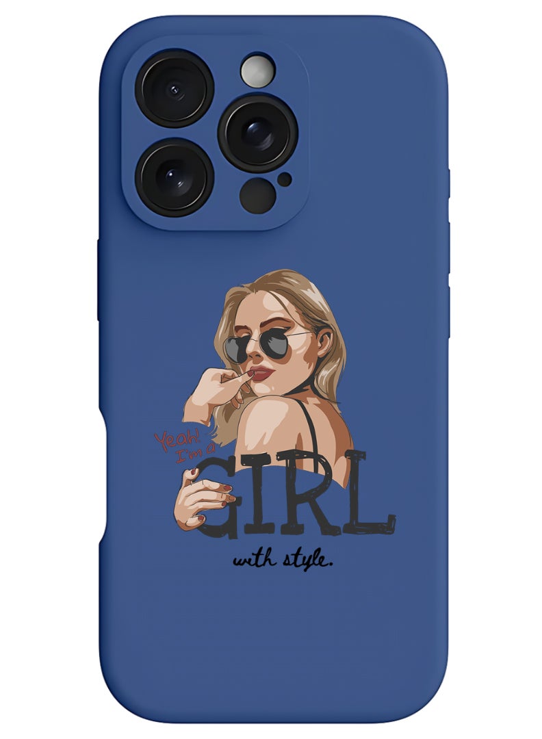 Theodor iPhone 16 Pro Blue Protective Slim Fit Case Liquid Silicone Cover with Full Body Protection Anti-Scratch Shockproof Case For iPhone - Girl with Style - Image 1