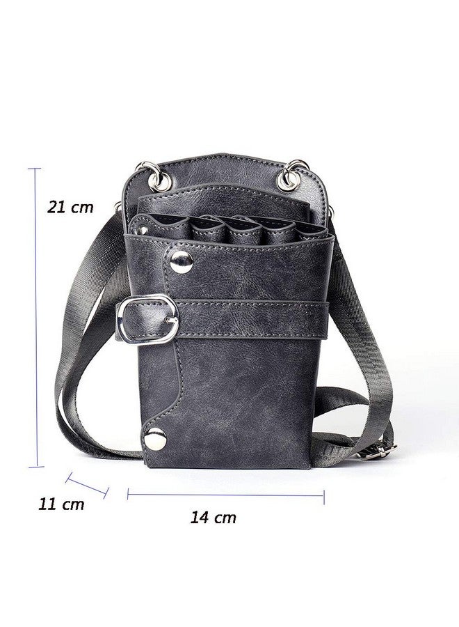 boshiho Scissors Pouch PU Leather Salon Barber Hairdressing Scissors Holster Hair Stylist Tools Bag Comb Shear Holster Waist Shoulder Belt (Grey)  - Image 5