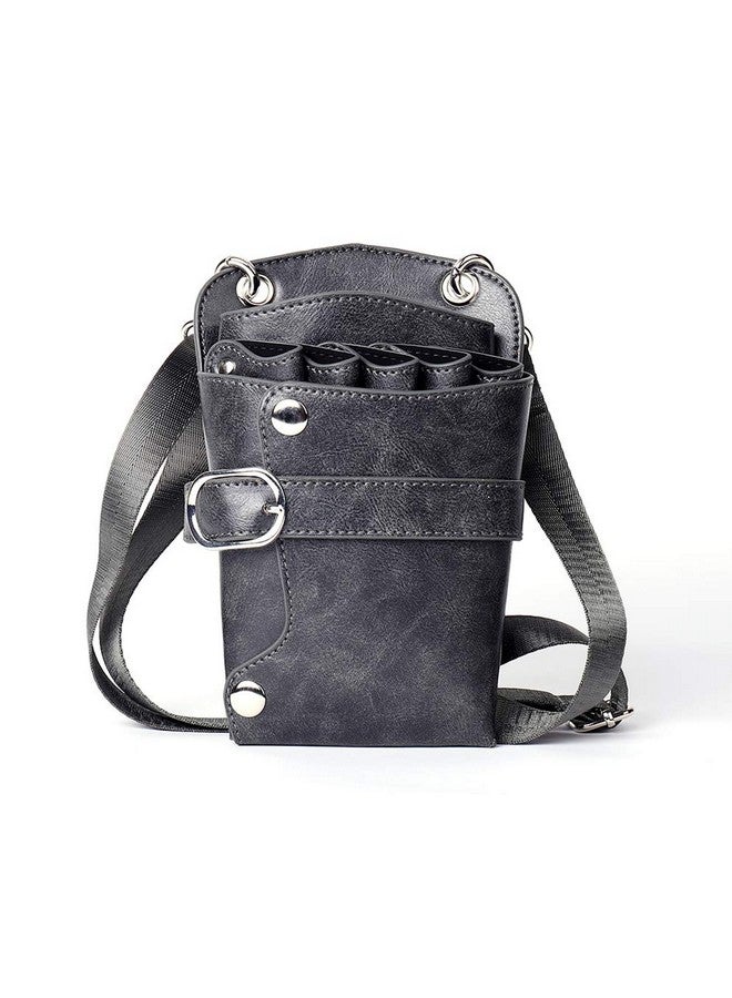 boshiho Scissors Pouch PU Leather Salon Barber Hairdressing Scissors Holster Hair Stylist Tools Bag Comb Shear Holster Waist Shoulder Belt (Grey)  - Image 1