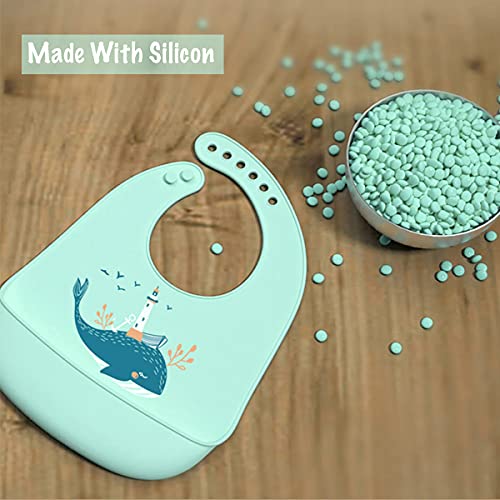 GUCHIGU Silicone Baby Bibs Easily Wipe Clean - Comfortable Soft Super Light Weight Waterproof 6 Loop Adjustable Feeding Bib for Babies Keeps Stains Off (Set of 2) - Image 4
