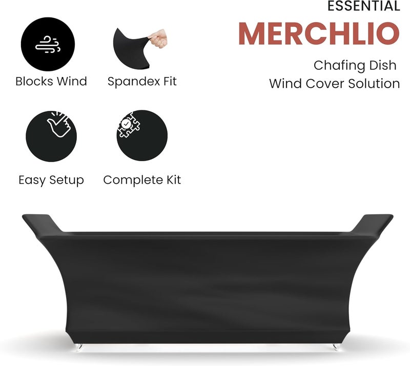 Merchlio Store حماية الرياح لطبق الشواء - عبوة 4 | أغطية أطباق شواء مزودة بمقابض | مزودة، قابلة للغسل وزينة بوفيه أنيقة | حماية الرياح الوظيفية للتقديم | أسود - Image 2