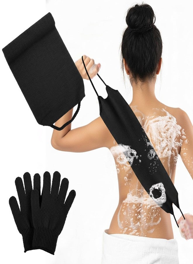 Sibba 3 Pcs Exfoliating Body Scrubber Bath Gloves Set Back Scrubber Shower Towel Double Sided Bath Gloves for Exfoliator, Back Washer for Body Scrub, Remove Dead Skin - Image 1