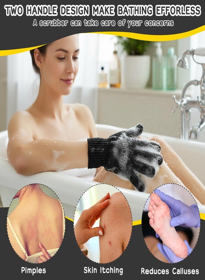 Sibba 3 Pcs Exfoliating Body Scrubber Bath Gloves Set Back Scrubber Shower Towel Double Sided Bath Gloves for Exfoliator, Back Washer for Body Scrub, Remove Dead Skin - Image 4