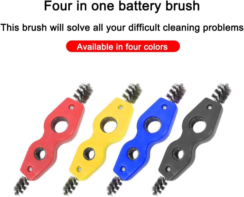 BELOMI 2PCS Car Battery Terminal Cleaning Brush, 4 in 1 Rustproof Battery Cleaner Tool with Steel Wire, Auto Universal Interior and Exterior Battery Terminals Machine Parts（Black） - Image 5