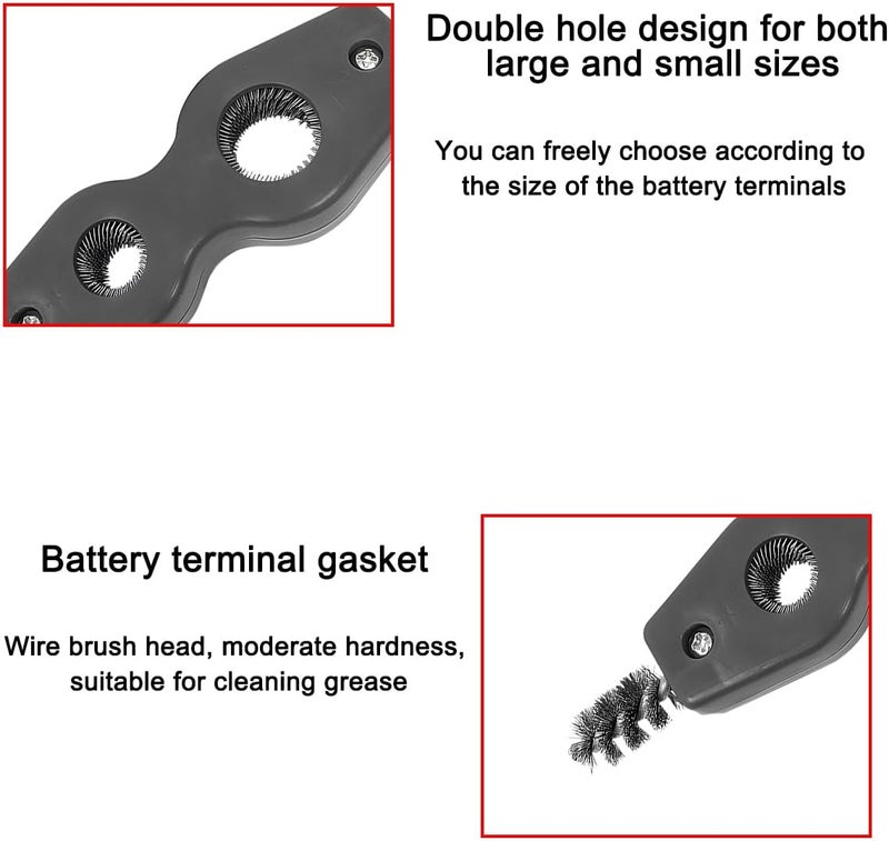 BELOMI 2PCS Car Battery Terminal Cleaning Brush, 4 in 1 Rustproof Battery Cleaner Tool with Steel Wire, Auto Universal Interior and Exterior Battery Terminals Machine Parts（Black） - Image 4