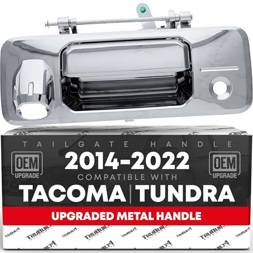 T1A Tailgate Handle Assembly Upgraded Metal Compatible with 20142022 Toyota Tacoma Toyota Tundra Exterior Lift Gate Latch Chrome WCamera Hole LED Hole OEM 690900C090Metal Chrome 97982 - Image 1