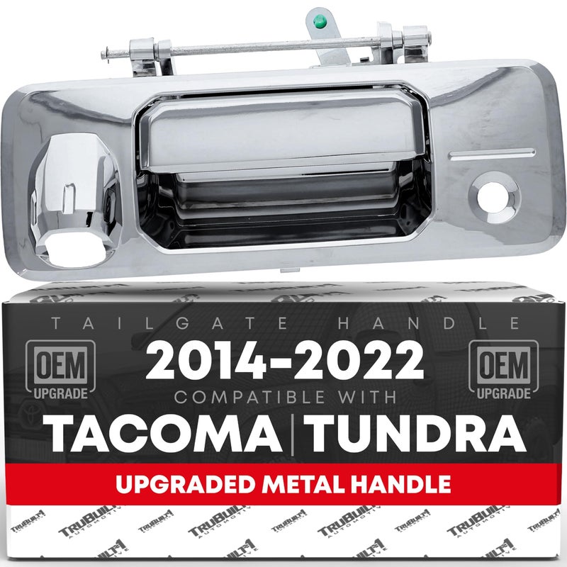 T1A Tailgate Handle Assembly Upgraded Metal Compatible with 20142022 Toyota Tacoma Toyota Tundra Exterior Lift Gate Latch Chrome WCamera Hole LED Hole OEM 690900C090Metal Chrome 97982 - Image 2