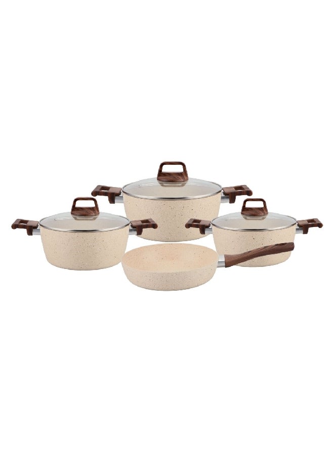 7-Piece Natural Force Non-Stick Coating Cookware Set Cream 29 x 30 x 41 cm KP-07V/CREAM