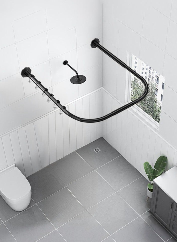 والالا قضيب ستارة حمام زاوية قابل للتمديد من الفولاذ المقاوم للصدأ، عمود ستارة معدني مربع الشكل على شكل حرف U بزاوية 90 درجة، قضيب منحني لحوض الاستحمام 100*100*100 - Image 1