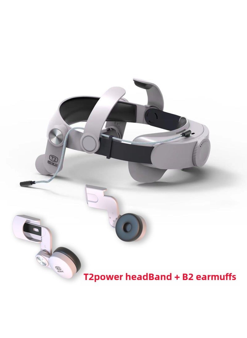 Generic - Comfortable elite head wear VR all-in-one headband fit Oculus Quest2 head wear accessories cross-border T2 T2power head wear + B2 earmuffs - Image 1