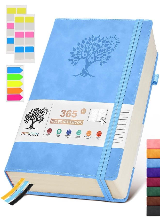 PERCUN A5 Lined Journal Notebook - 365 Page Leather Journals for Writing Women & Men，Hardcover Notebook with 100Gsm Thick Pages，Daily Diary for Travel, Work，School，Note Taking，College Ruled (5.9" x 8.5") - Image 1
