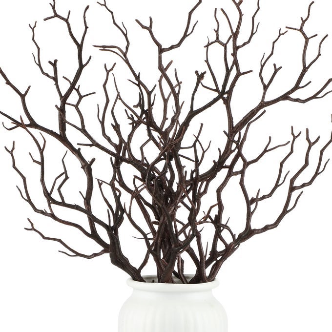 138 INCH SMALL MANZANITA BRANCHES PLASTIC FAUX BRANCHES ARTIFICIAL ANTLER SHAPED TREE BRANCH DECORATIVE PLANT TWIGS FOR HOME WEDDING TABLE CENTERPIECE FESTIVAL DECORSDARK BROWN10 PIECES