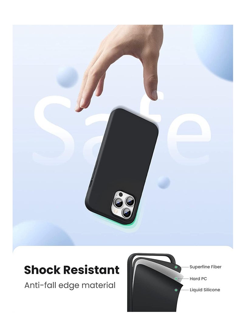 ليدين جراب iPhone 13 Pro Max من السيليكون مقاس 6.7 بوصة جراب كامل الجسم من مادة هلامية سائلة ناعمة وغطاء مطاطي مقاوم للصدمات ومضاد للخدش ومضاد لبصمات الأصابع ومضاد للسقوط جراب نحيف لهاتف iPhone 13 Pro Max (أسود) - Image 4