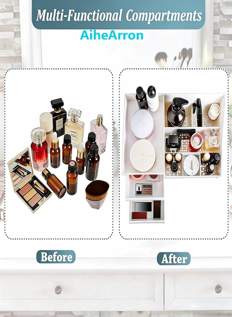 AiheArron Makeup Organizer Jewelry Storage Box - Cosmetic Dresser Drawers Desktop Makeup Organizer Skin Care Jewelry Organizing Box,Suitable for Storage in Bathroom,Bedroom and Bedside Table - Image 2