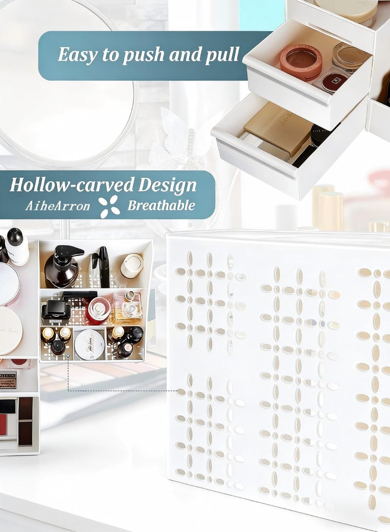 AiheArron Makeup Organizer Jewelry Storage Box - Cosmetic Dresser Drawers Desktop Makeup Organizer Skin Care Jewelry Organizing Box,Suitable for Storage in Bathroom,Bedroom and Bedside Table - Image 3