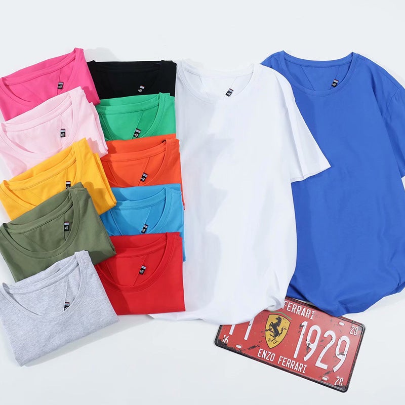 Round Neck Solid Color T-Shirt Customized Advertising Shirt Loose Short Sleeve Work Clothes Printing Enterprise Activity Tooling T-Shirt - Image 3