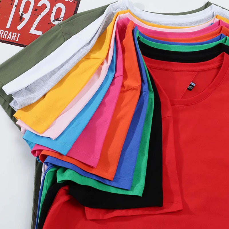 Round Neck Solid Color T-Shirt Customized Advertising Shirt Loose Short Sleeve Work Clothes Printing Enterprise Activity Tooling T-Shirt - Image 4