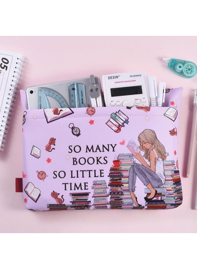 LParkin So Many Books So Little Time Book Cover with Zipper, Book Cover Fabric for Book Lovers, 11 x 9 Inch, Waterproof Book Cover - Image 4