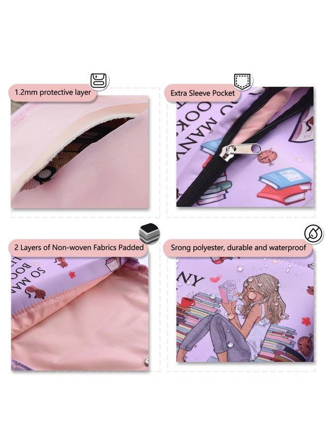 LParkin So Many Books So Little Time Book Cover with Zipper, Book Cover Fabric for Book Lovers, 11 x 9 Inch, Waterproof Book Cover - Image 3