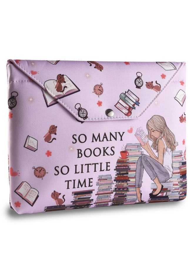LParkin So Many Books So Little Time Book Cover with Zipper, Book Cover Fabric for Book Lovers, 11 x 9 Inch, Waterproof Book Cover - Image 1