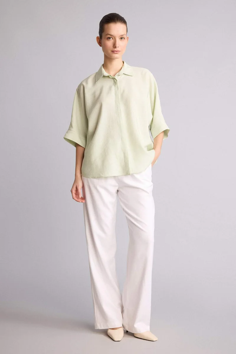 ديفاكتو Relax Fit Shirt Collar modal Short Sleeve Shirt