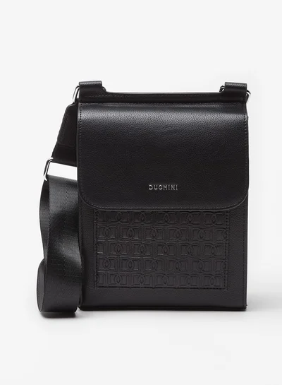 DUCHINI Men's Textured Crossbody Bag with Adjustable Strap and Flap Closure