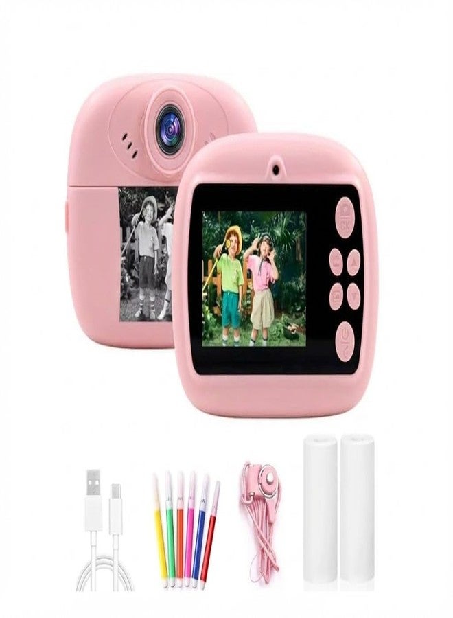 SUNNIFA Instant Print Camera for Kids | 1080P HD Digital Video Camera with Built-in Printer | Instant Photo (Pink-) - Image 1