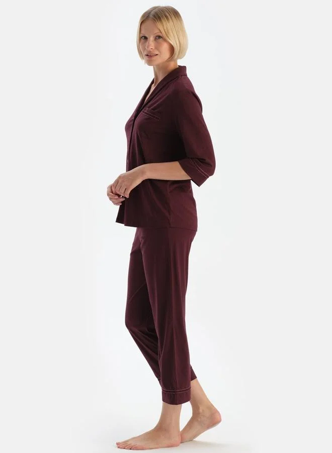 dagi Shirt & Trousers Pajama Set Spread Collar Supreme Mid Rise Sleepwear