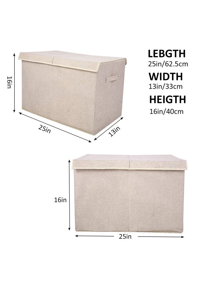 popoly popoly Large Toy Box Chest Storage with FlipTop Lid Collapsible Kids Storage Boxes Container Bins for Toys Playroom Organizers 25x13 x16Linen Beige  - Image 4