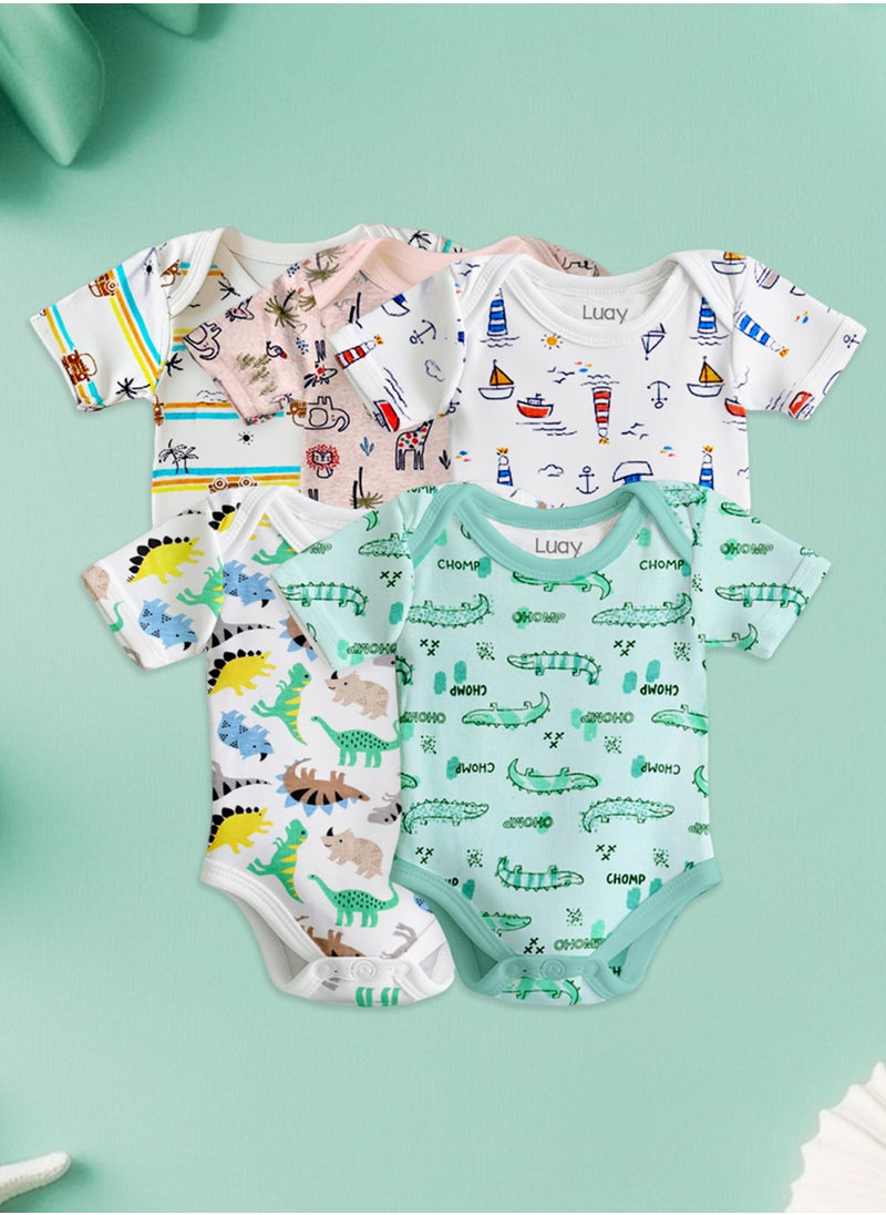 LUAY 100% Organic Cotton  Based Onesies | Sleepsuits| Night Suits|Jumpsuit | Wondersuit for Baby Boys & Baby Girls, New-Born, infants,Toddlers_ Including Vibrant Pattren & Colors Create festive look  - Image 1